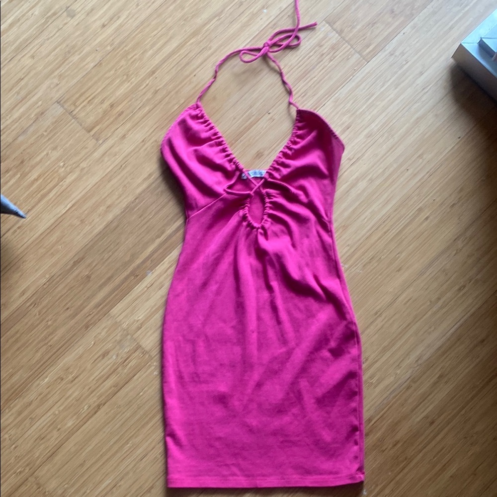 Elegant Pink Halter Dress